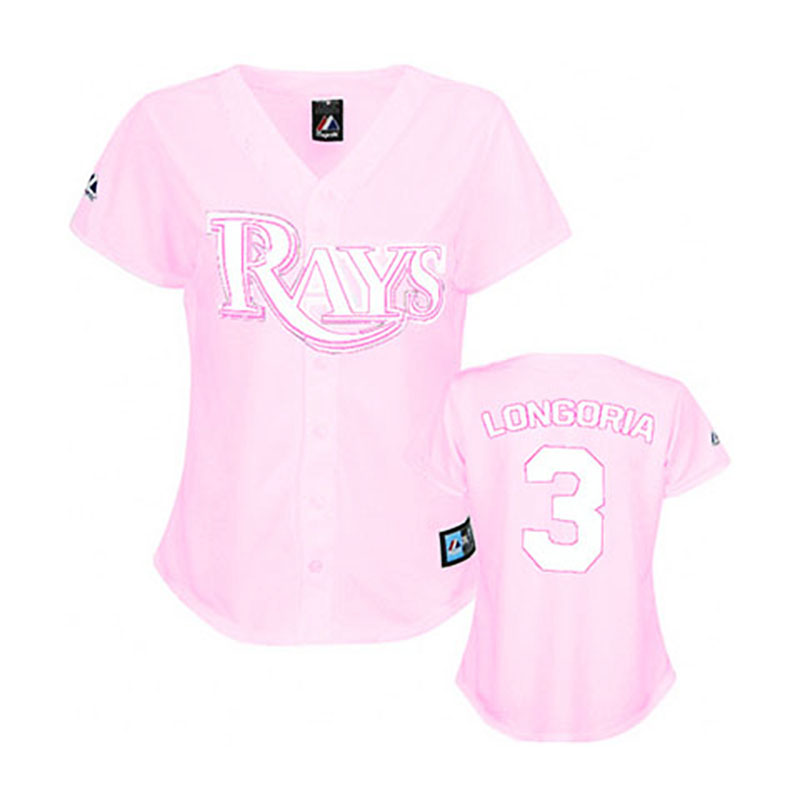 Tampa Bay Rays #3 Evan Longoria Pink Lady Fashion Women Jersey