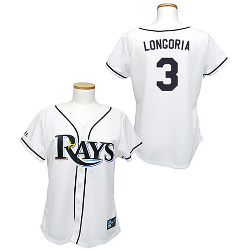 Tampa Bay Rays #3 Evan Longoria White Women's Fashion Jersey