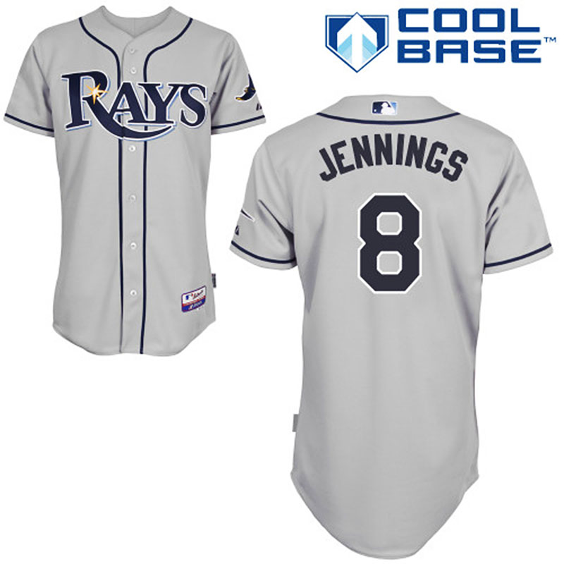 Tampa Bay Rays #8 Desmond Jennings Men's Authentic Grey Road Majestic MLB Cool Base Jersey