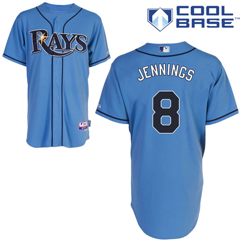 Tampa Bay Rays #8 Desmond Jennings Men's Authentic Light Blue Alternate Majestic MLB Cool Base Jersey