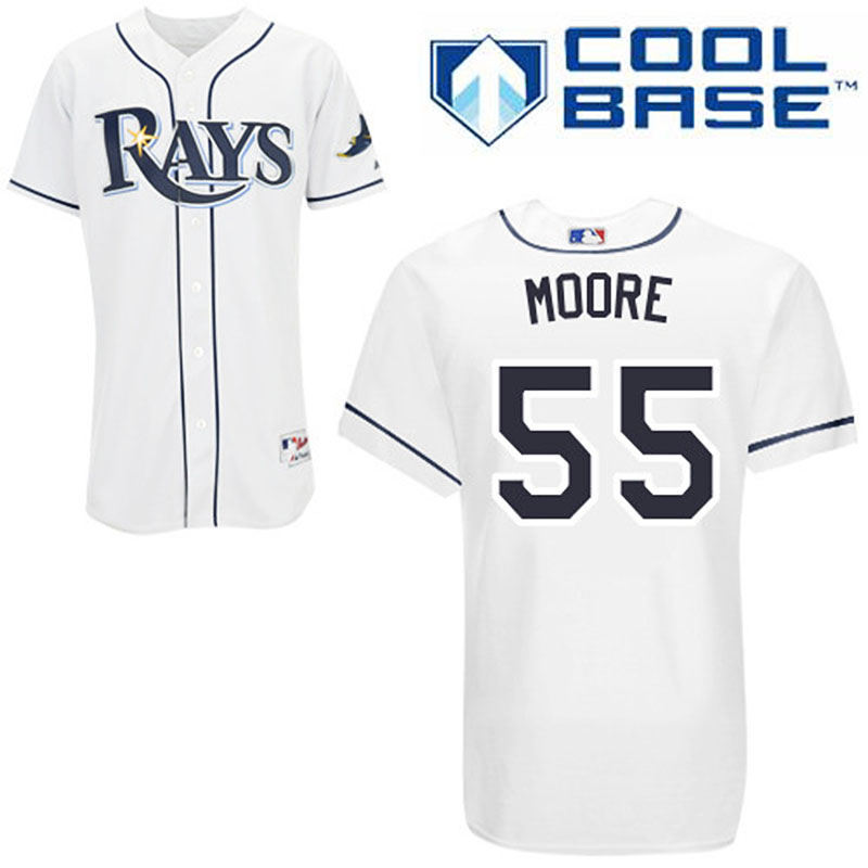 Tampa Bay Rays #55 Matt Moore Men's Authentic White Home Majestic MLB Cool Base Jersey