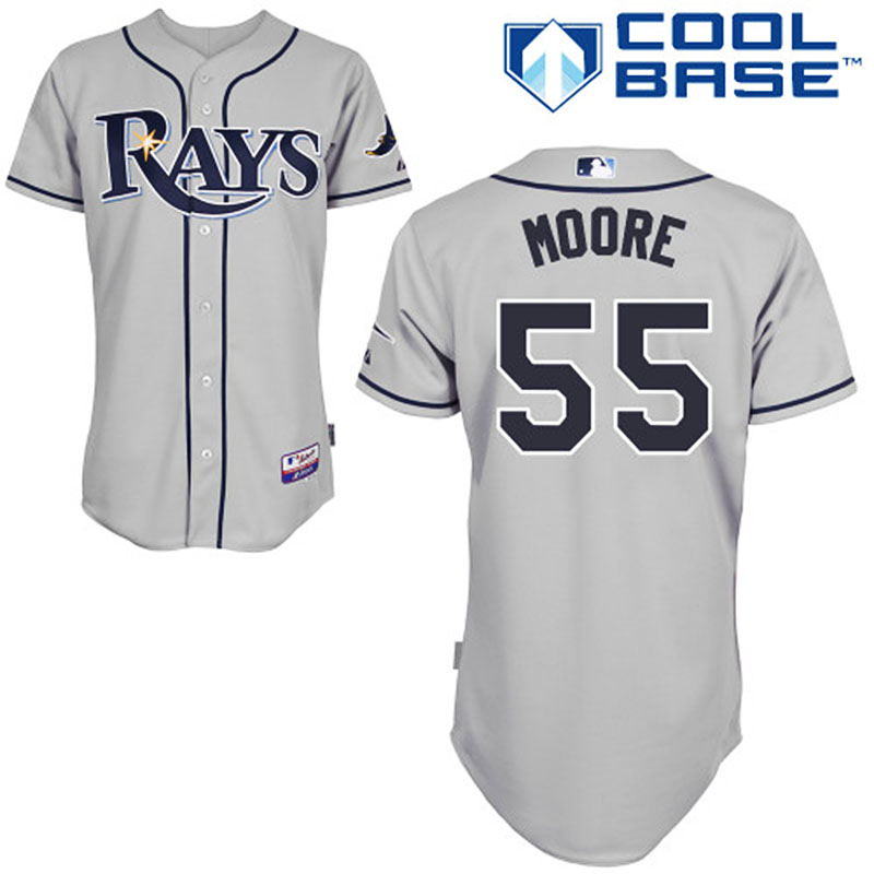 Tampa Bay Rays #55 Matt Moore Men's Authentic Grey Road Majestic MLB Cool Base Jersey