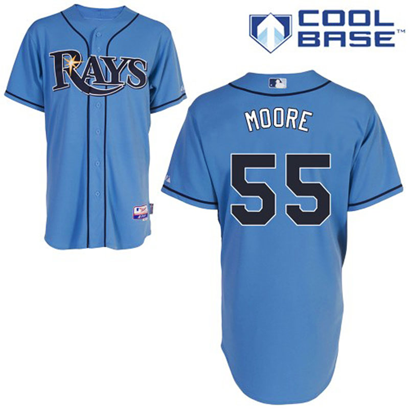 Tampa Bay Rays #55 Matt Moore Men's Authentic Light Blue Alternate Majestic MLB Cool Base Jersey