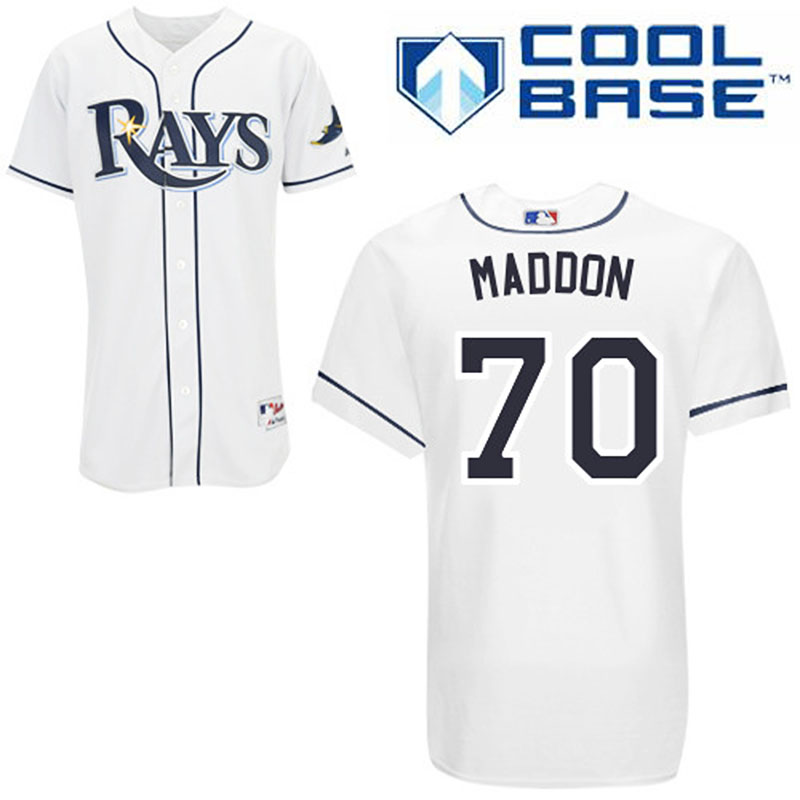 Tampa Bay Rays #70 Joe Maddon Men's Authentic White Home Majestic MLB Cool Base Jersey