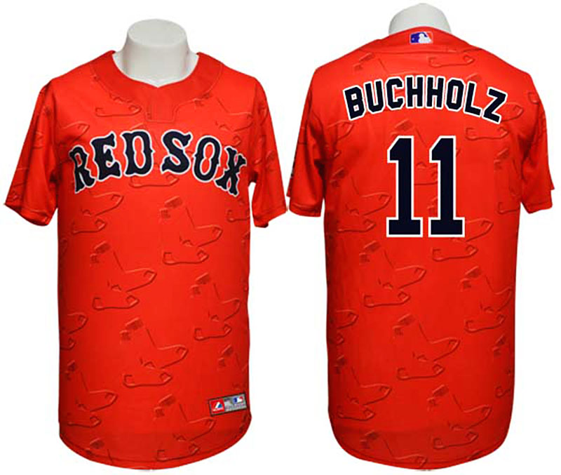 Boston Red Sox #11 Clay Buchholz Conventional 3D Version Red Jersey