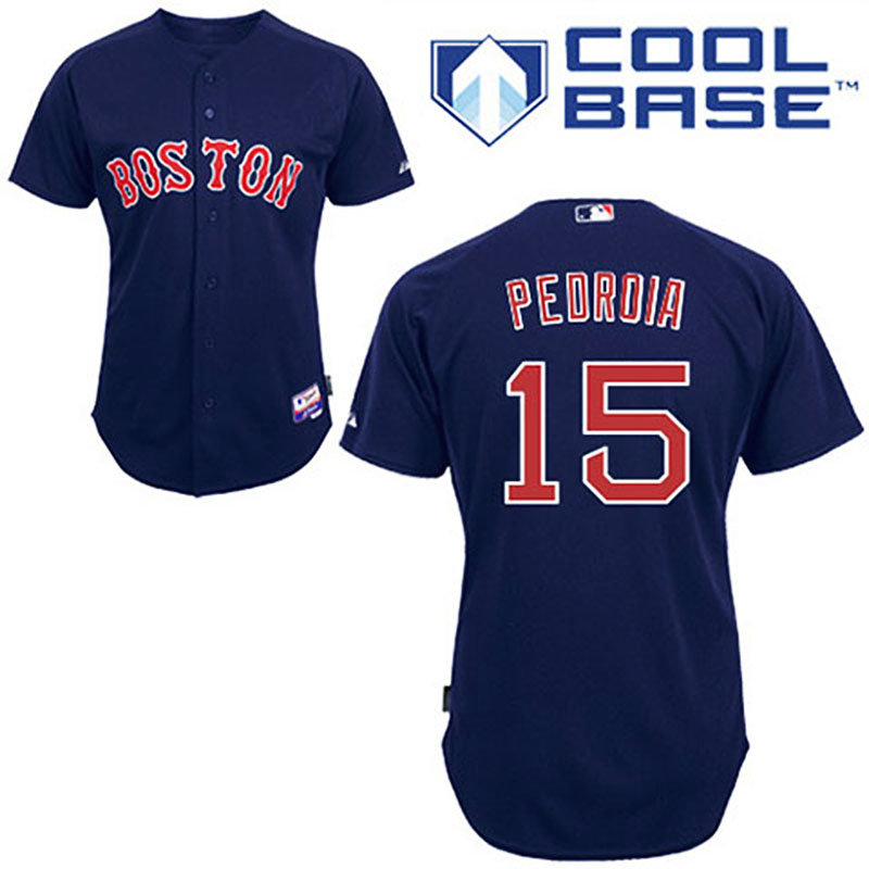 Boston Red Sox #15 Dustin Pedroia Dark Blue Alternate Road Jersey