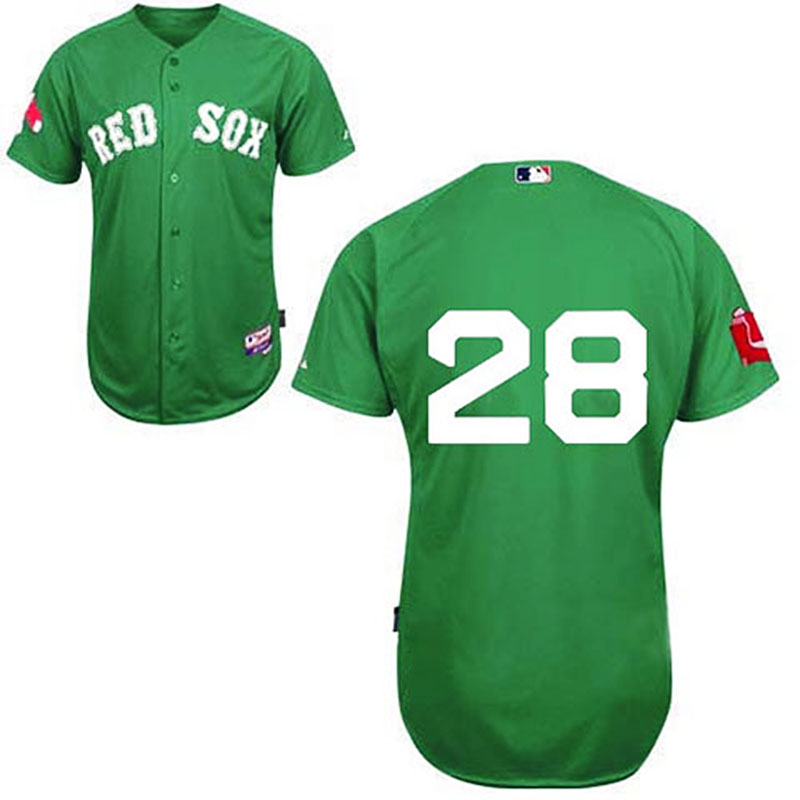 Boston Red Sox #28 Adrian Gonzalez Green Man Cool Base Jersey