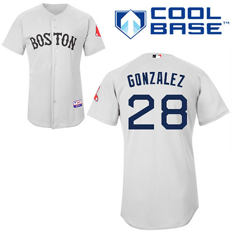 Boston Red Sox #28 Adrian Gonzalez Grey Man Road Cool Base Jersey