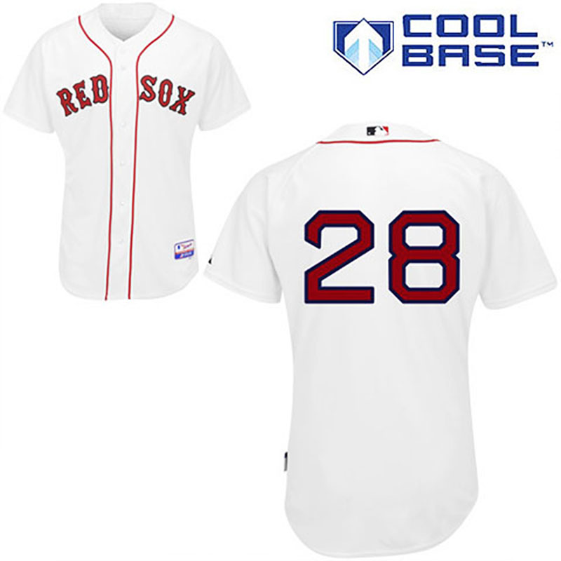 Boston Red Sox #28 Adrian Gonzalez White Man Home Cool Base Jersey