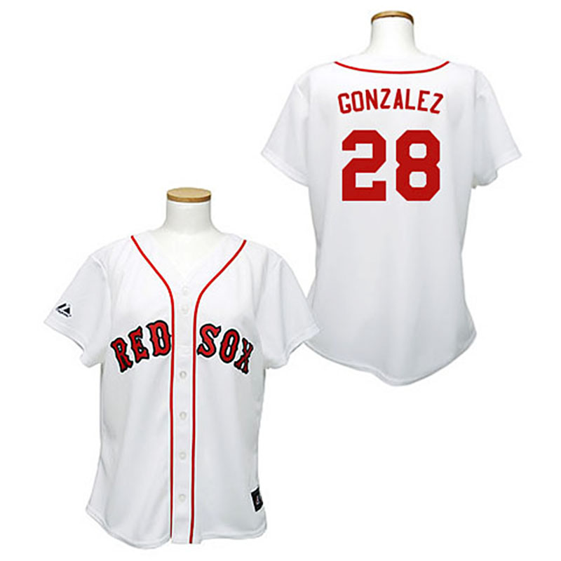 Boston Red Sox #28 Adrian Gonzalez White Women's Fashion Jersey