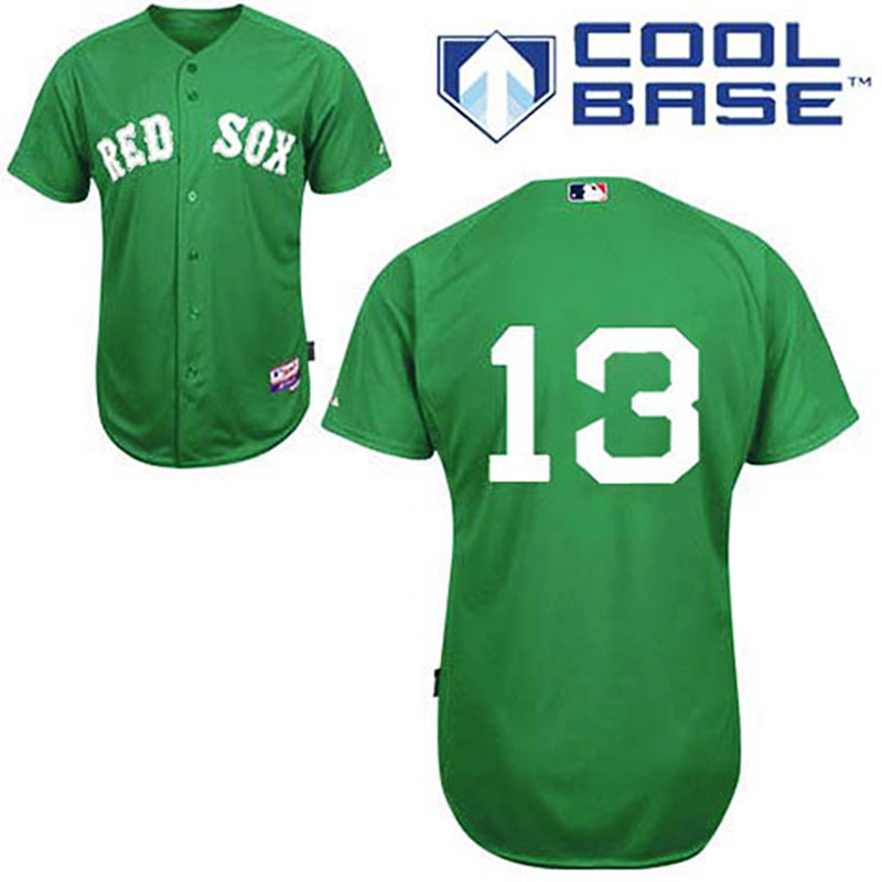 Boston Red Sox #13 Carl Crawford Green Man Cool Base Jersey