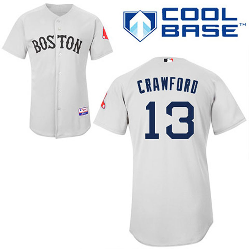 Boston Red Sox #13 Carl Crawford Grey Man Road Cool Base Jersey