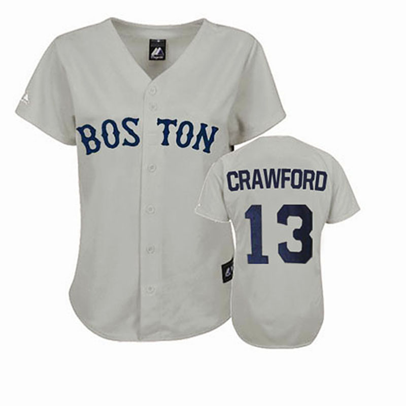 Boston Red Sox #13 Carl Crawford Grey Women's Fashion Jersey