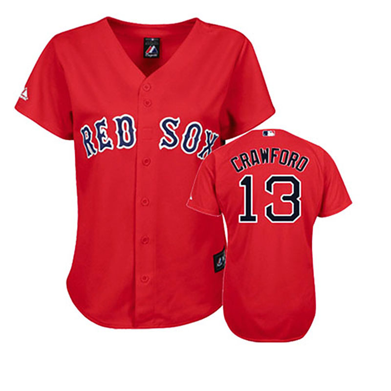 Boston Red Sox #13 Carl Crawford Red Women's Fashion Jersey