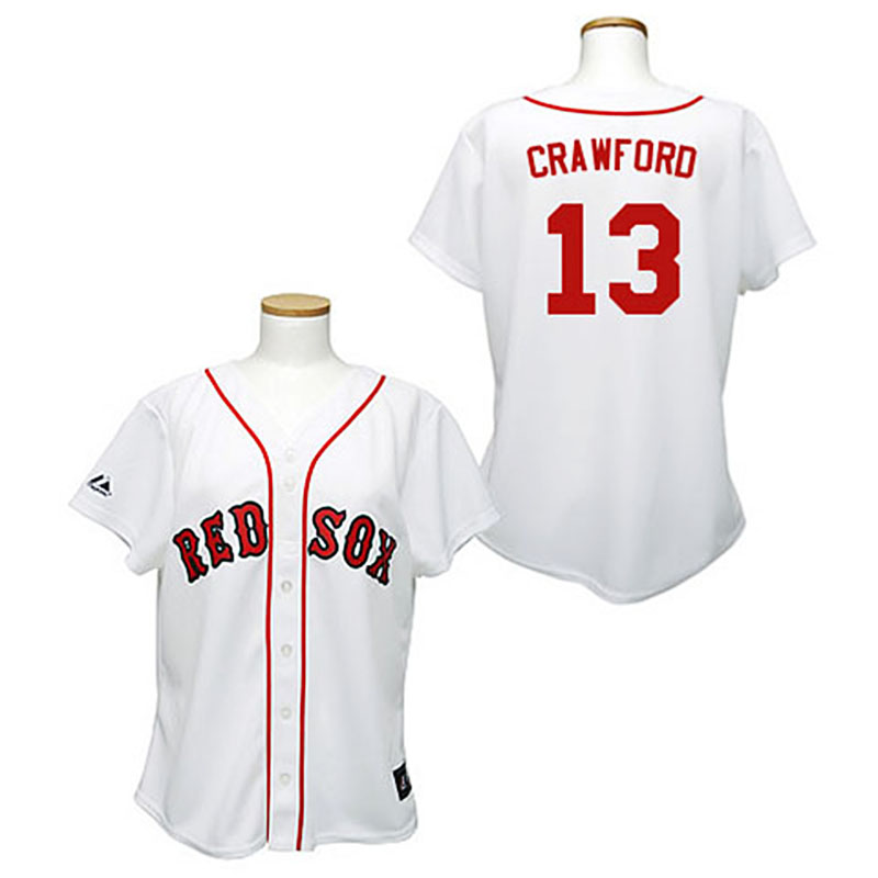 Boston Red Sox #13 Carl Crawford White Women's Fashion Jersey