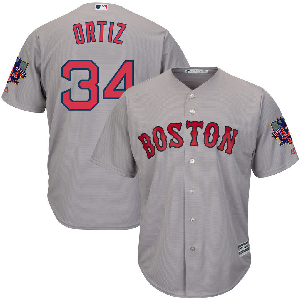 Boston Red Sox #34 David Ortiz Gray Cool Base Jersey with Retirement Patch