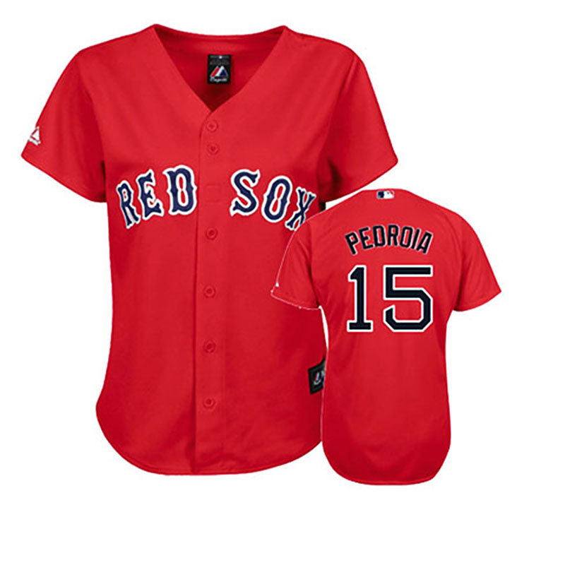 Boston Red Sox #15 Dustin Pedroia Red Women's Fashion Jersey