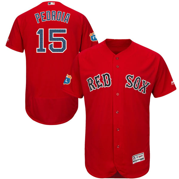 Boston Red Sox #15 Dustin Pedroia Scarlet Authentic Collection On-Field Spring Training Player Jersey