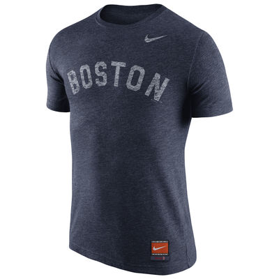 Boston Red Sox Navy Cooperstown Retro Logo Tri-Blend T-shirt