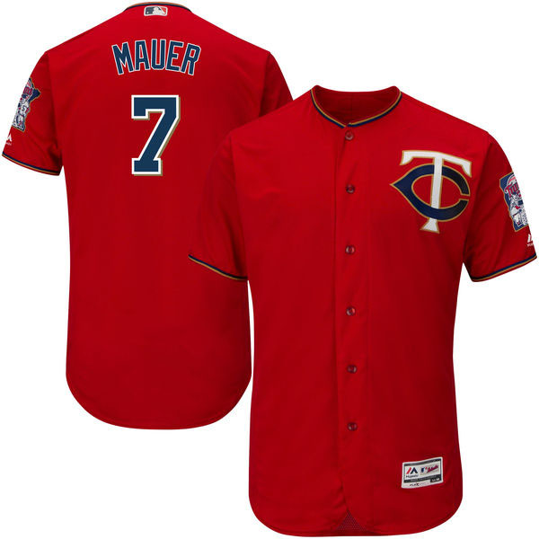 Joe Mauer #7 Minnesota Twins Majestic Red Official Cool Base Jersey