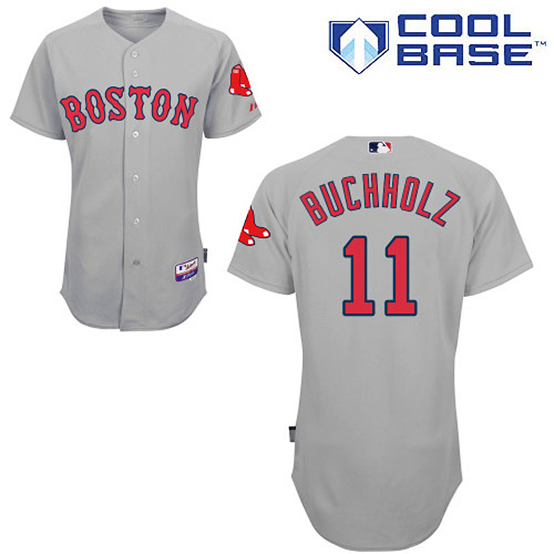 Boston Red Sox #11 Clay Buchholz Men's Authentic Grey Road Majestic MLB Cool Base Jersey