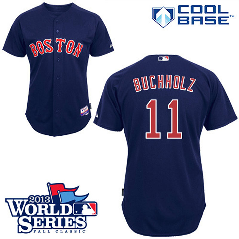 Boston Red Sox #11 Clay Buchholz Men's Authentic Navy Blue Alternate Majestic MLB 2013 World Series Cool Base Jersey