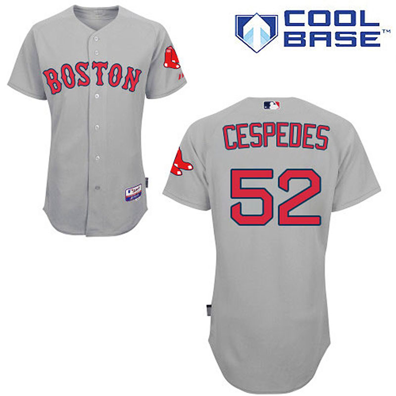 Boston Red Sox #52 Yoenis Cespedes Men's Authentic Grey Road Majestic MLB Cool Base Jersey