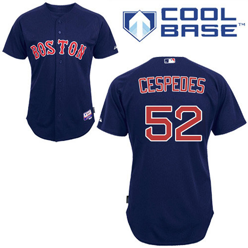 Boston Red Sox #52 Yoenis Cespedes Men's Authentic Navy Blue Alternate Majestic MLB Cool Base Jersey