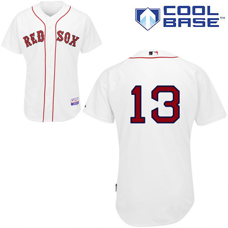 Boston Red Sox #13 Hanley Ramirez Men's Authentic White Home Majestic MLB Cool Base Jersey