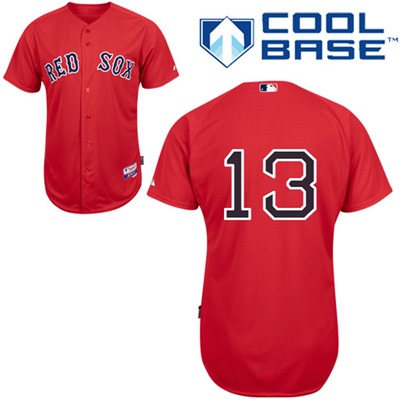 Boston Red Sox #13 Hanley Ramirez Men's Authentic Red Alternate Majestic MLB Cool Base Jersey