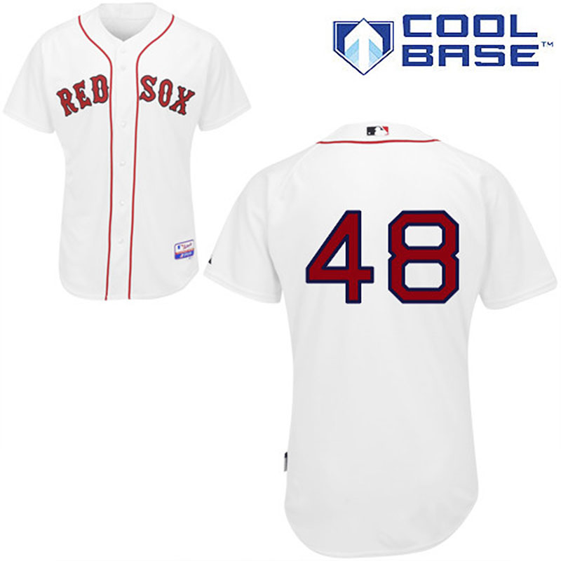 Boston Red Sox #48 Pablo Sandoval Men's Authentic White Home Majestic MLB Cool Base Jersey