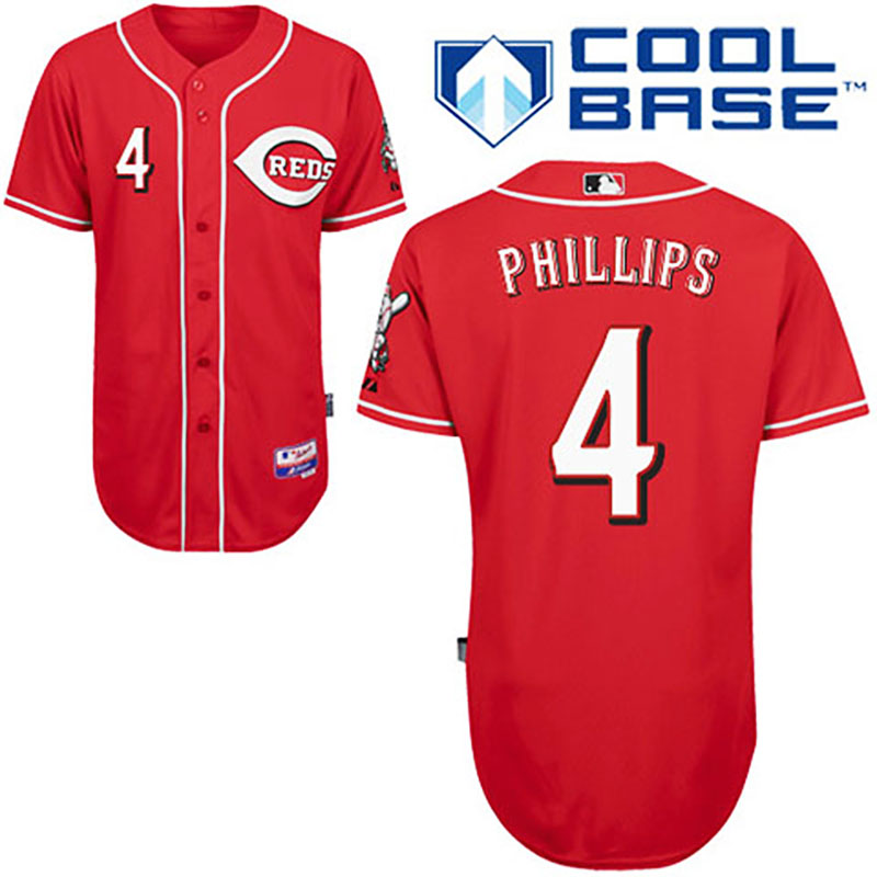 Cincinnati Reds #4 Brandon Phillips Red Cool Base Alternate Jersey