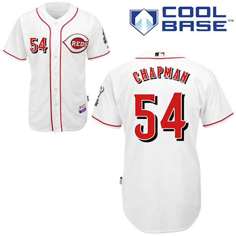 Cincinnati Reds #54 Aroldis Chapman White Cool Base Home Jersey