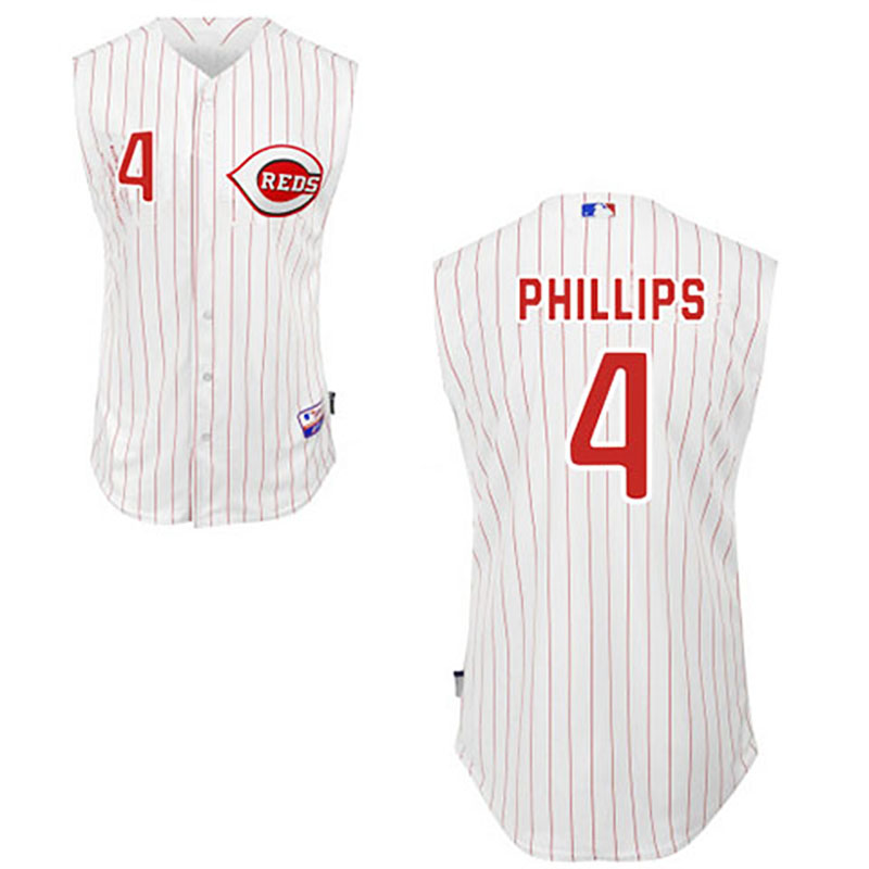 Cincinnati Reds #4 Brandon Phillips Vest Style White Jersey