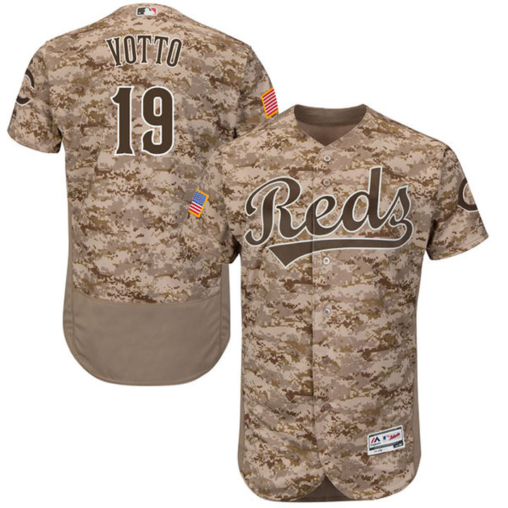 Cincinnati Reds #19 Joey Votto Camo Flexbase Authentic Collection Player Jersey