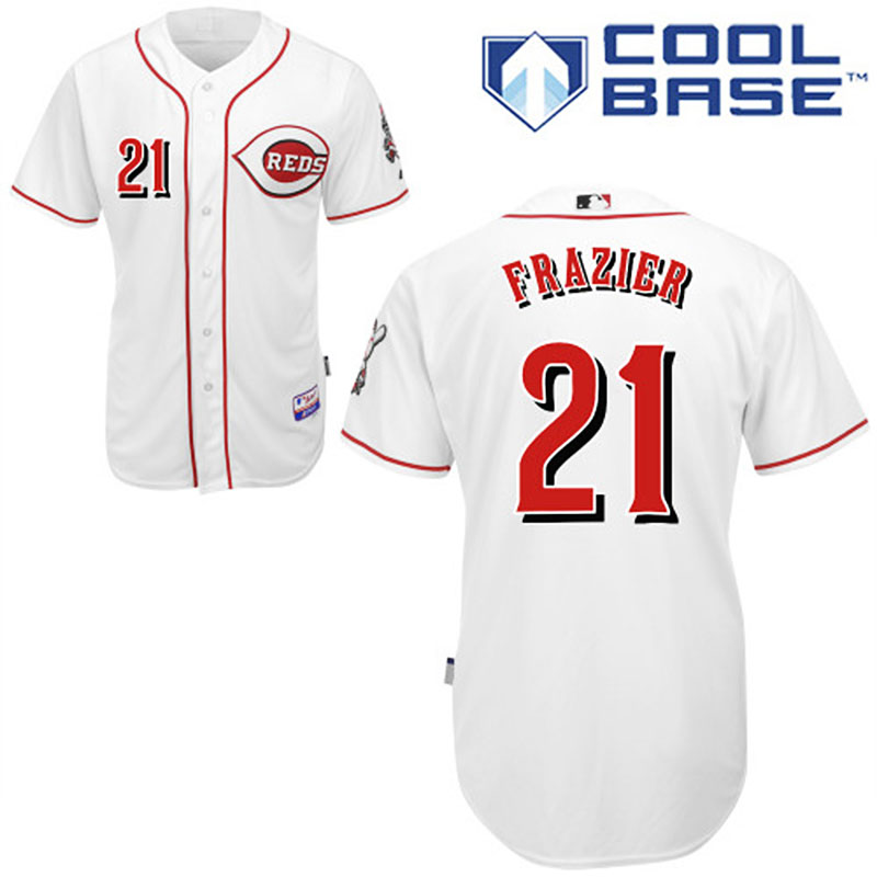 Cincinnati Reds #21 Todd Frazier Men's Authentic White Home Majestic MLB Cool Base Jersey