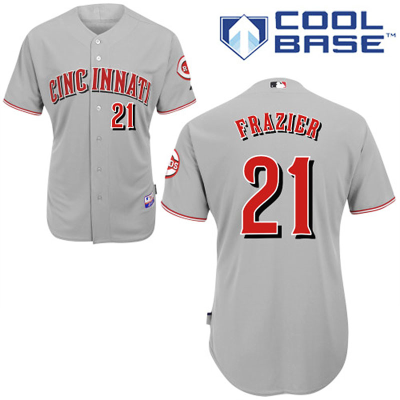 Cincinnati Reds #21 Todd Frazier Men's Authentic Grey Road Majestic MLB Cool Base Jersey