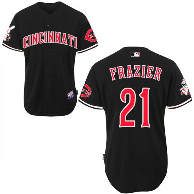 Cincinnati Reds #21 Todd Frazier Men's Authentic Black Majestic MLB Jersey