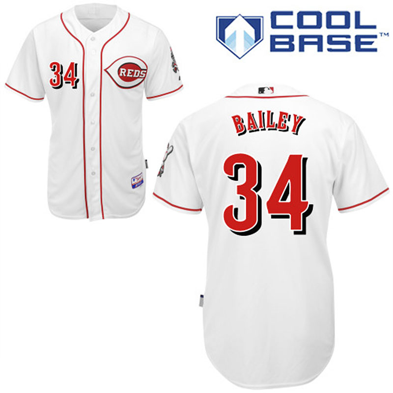 Cincinnati Reds #34 Homer Bailey Men's Authentic White Home Majestic MLB Cool Base Jersey