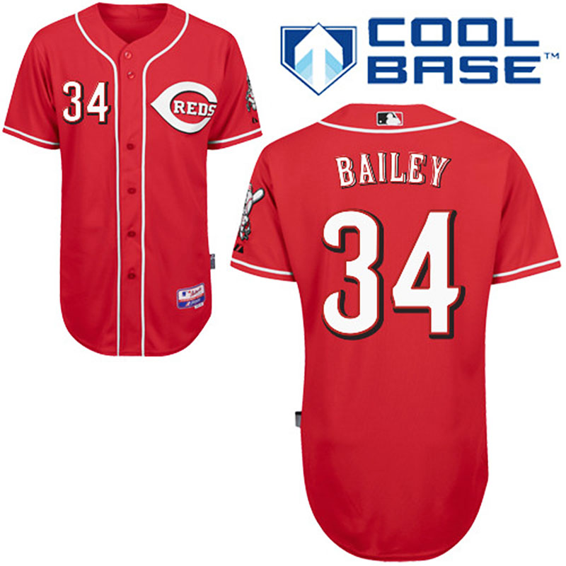 Cincinnati Reds #34 Homer Bailey Men's Authentic Red Alternate Majestic MLB Cool Base Jersey