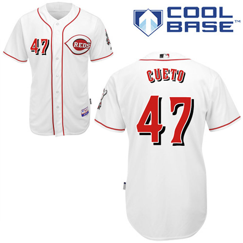 Cincinnati Reds #47 Johnny Cueto Men's Authentic White Home Majestic MLB Cool Base Jersey