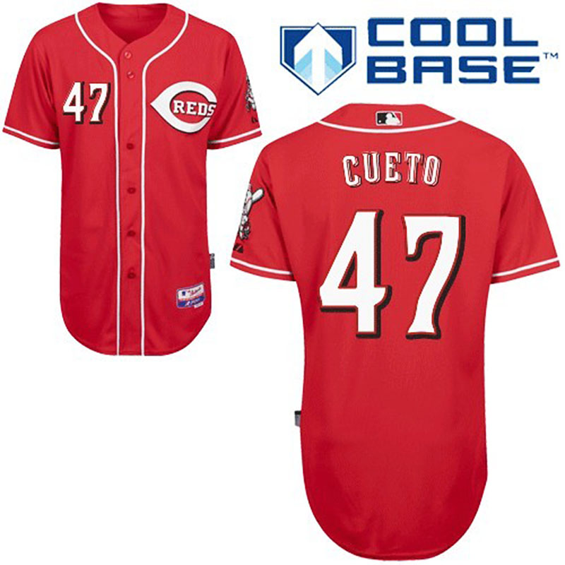 Cincinnati Reds #47 Johnny Cueto Men's Authentic Red Alternate Majestic MLB Cool Base Jersey