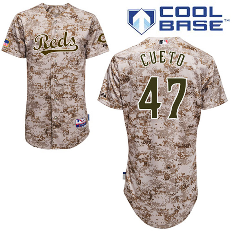 Cincinnati Reds #47 Johnny Cueto Men's Authentic Camo Alternate Majestic MLB Cool Base Jersey