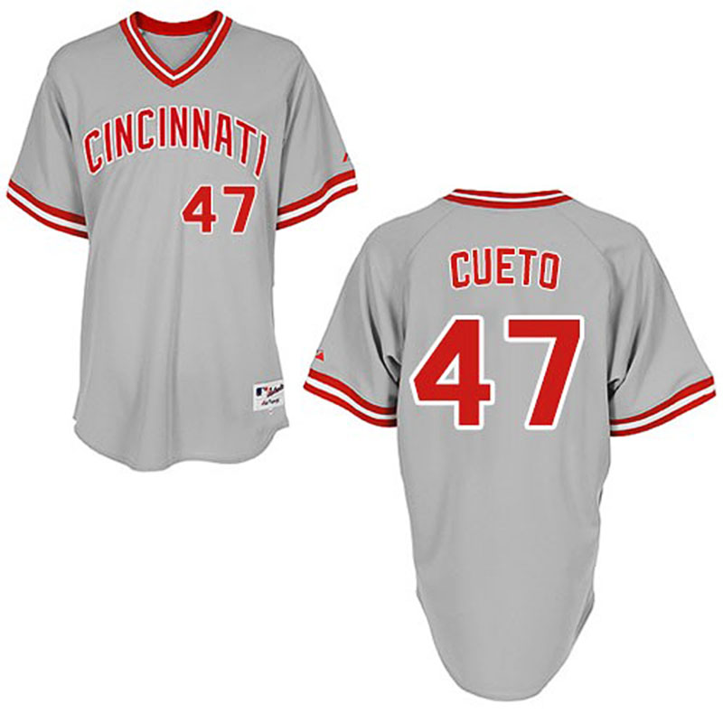 Cincinnati Reds #47 Johnny Cueto Men's Authentic Grey 1991 Turn Back The Clock Majestic MLB Jersey