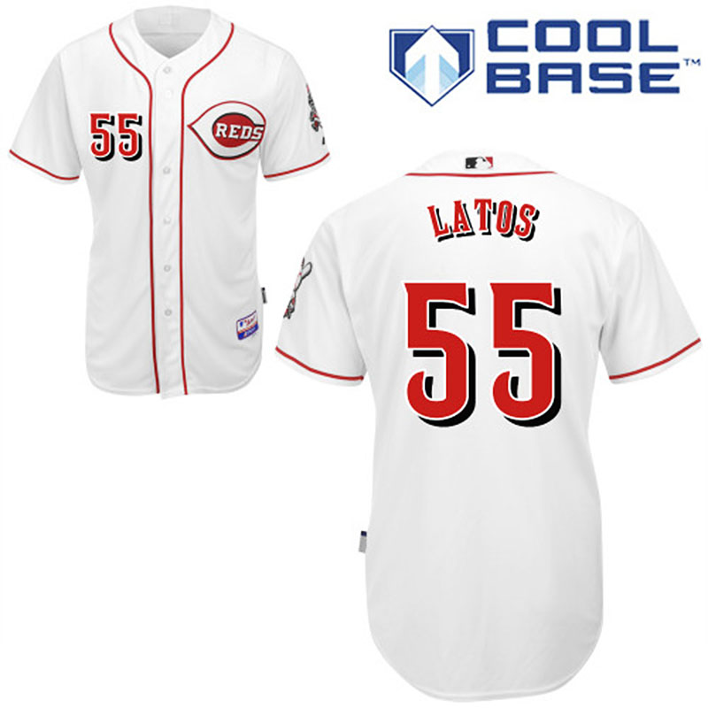 Cincinnati Reds #55 Mat Latos Men's Authentic White Home Majestic MLB Cool Base Jersey