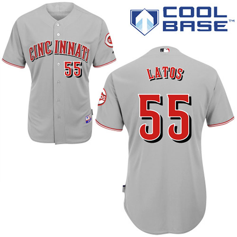 Cincinnati Reds #55 Mat Latos Men's Authentic Grey Road Majestic MLB Cool Base Jersey