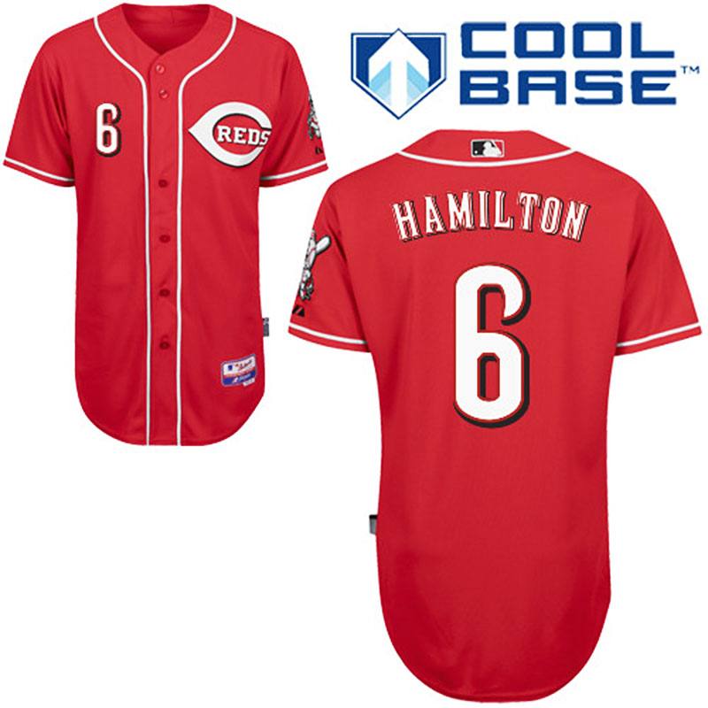 Cincinnati Reds #6 Billy Hamilton Men's Authentic Red Alternate Majestic MLB Cool Base Jersey