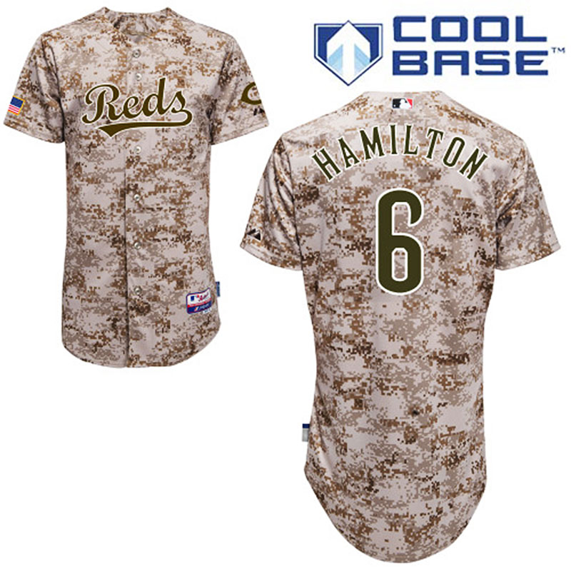 Cincinnati Reds #6 Billy Hamilton Men's Authentic Camo Alternate Majestic MLB Cool Base Jersey