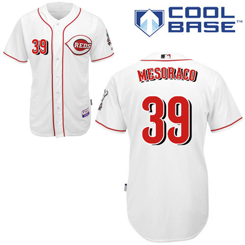 Cincinnati Reds #39 Devin Mesoraco Men's Authentic White Home Majestic MLB Cool Base Jersey