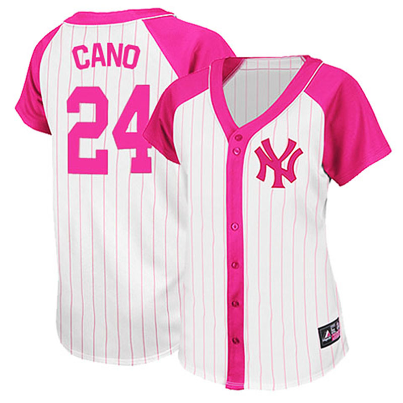 New York Yankees #24 Robinson Cano White/Pink Women's Splash Fashion Jersey